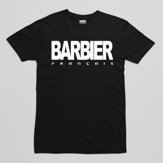 T-shirt à col rond imprimé blanc barbier français